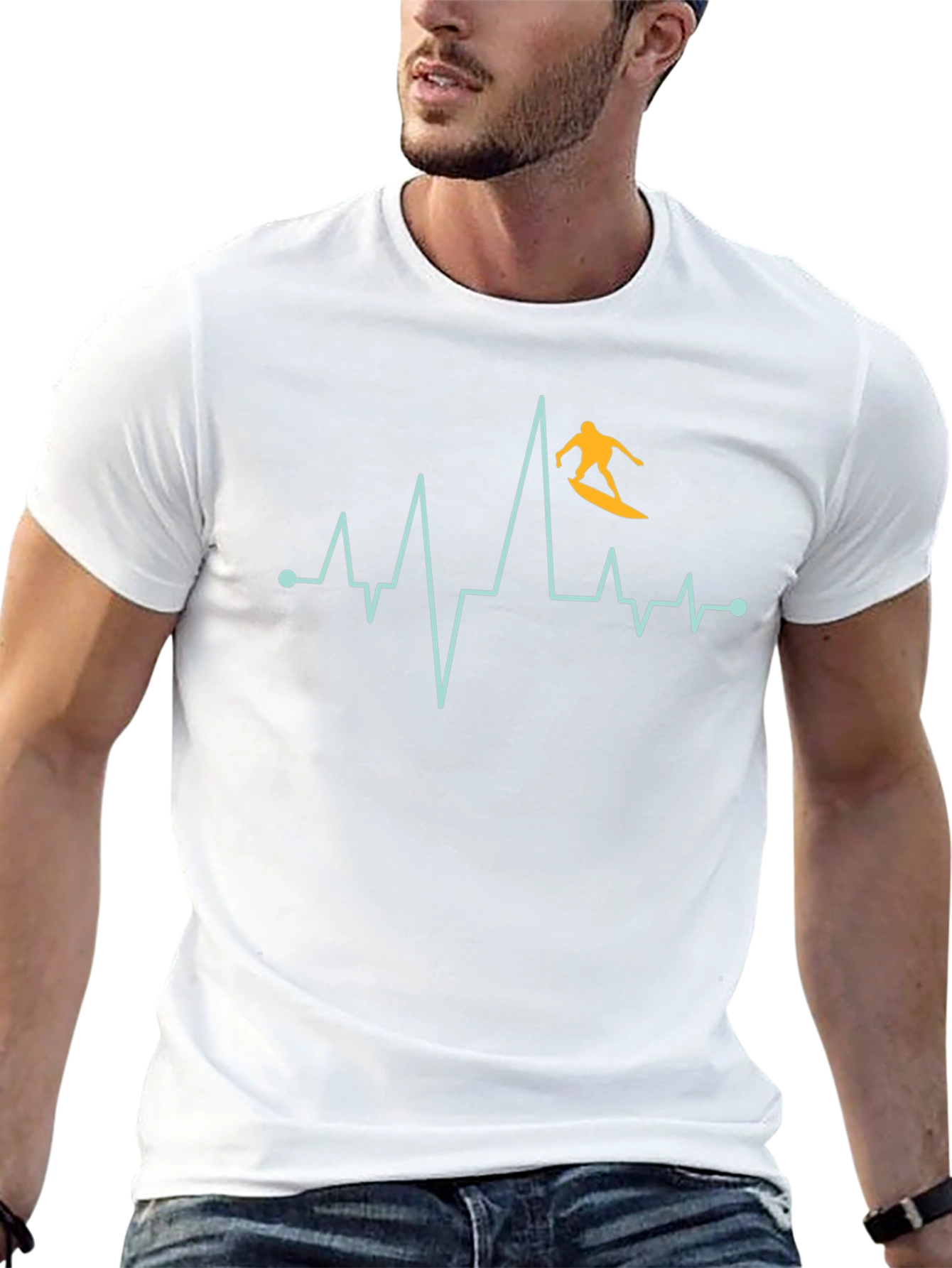 Surfer Heartbeat Graphic Tee - Black
