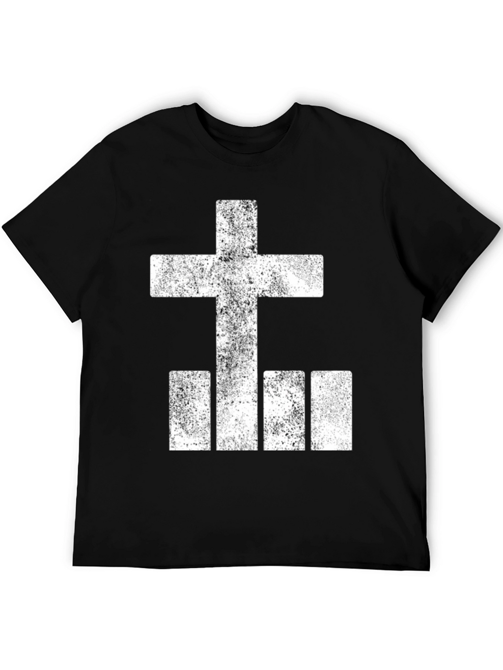 Grunge Cross & Bars Graphic Tee - Black