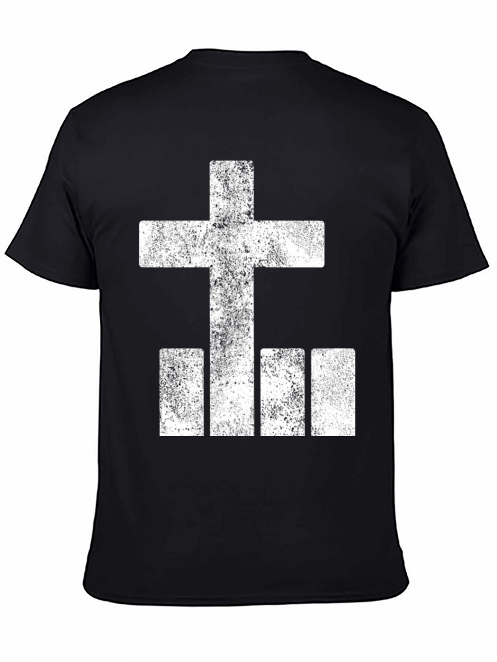 Grunge Cross & Bars Graphic Tee - Black