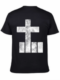 Grunge Cross & Bars Graphic Tee - Black