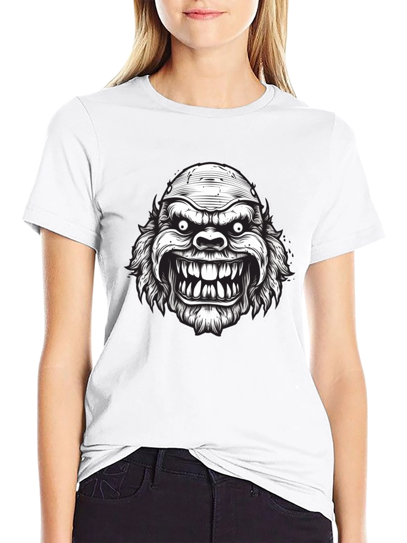 Monster Graphic Print Black T-Shirt