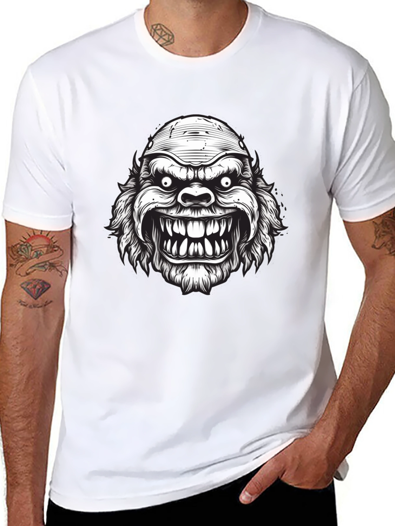 Monster Graphic Print Black T-Shirt