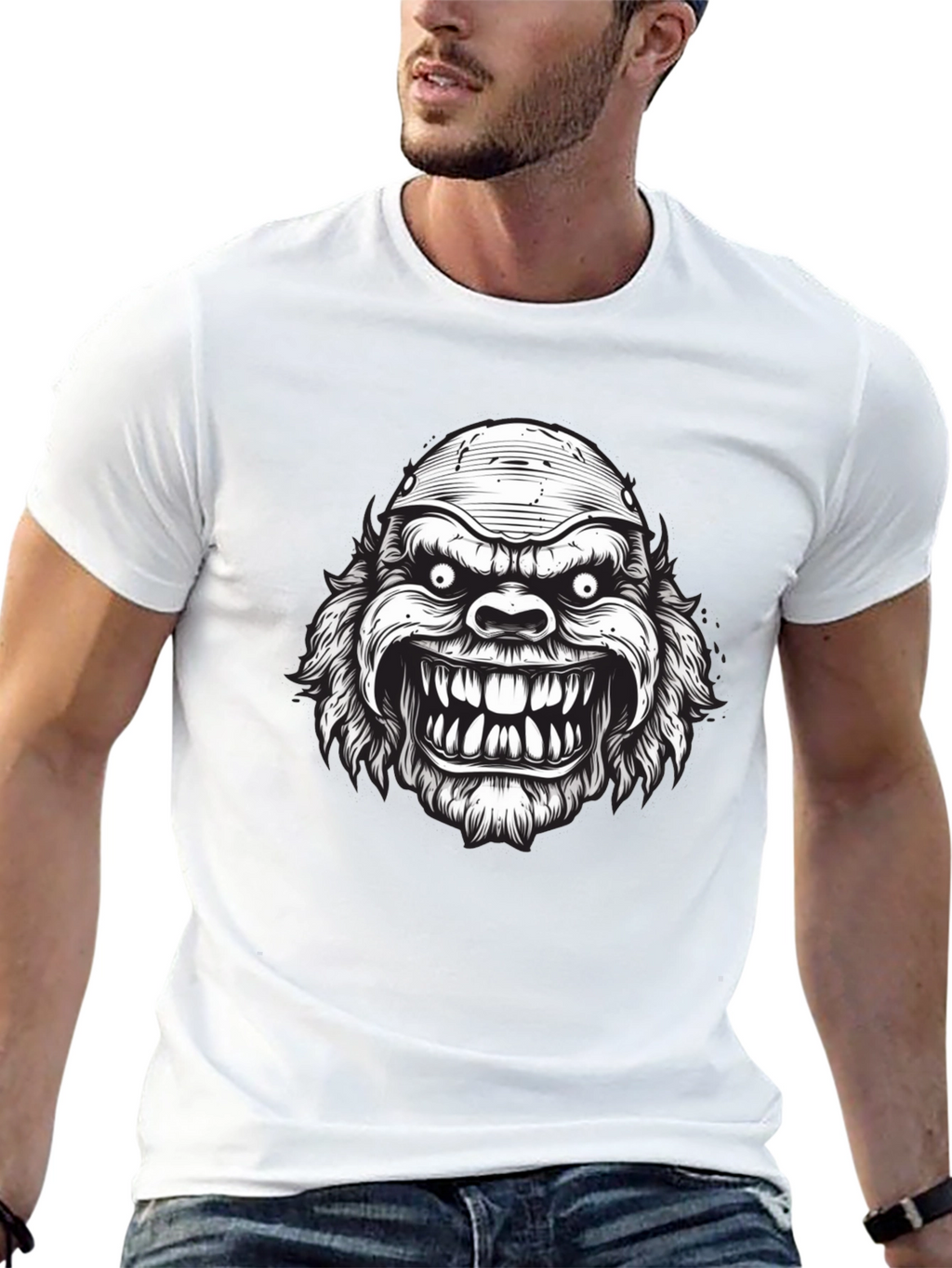 Monster Graphic Print Black T-Shirt