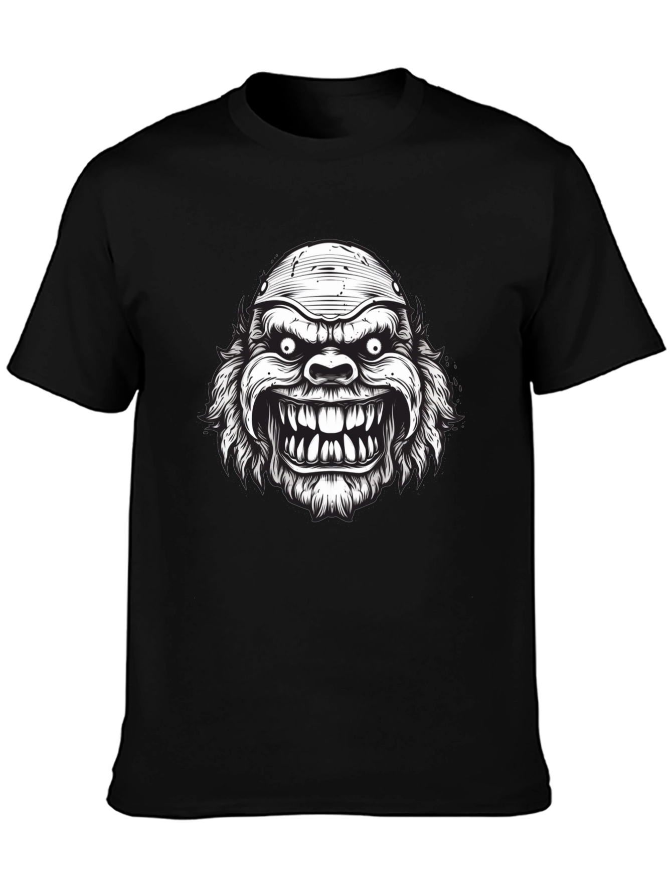 Monster Graphic Print Black T-Shirt