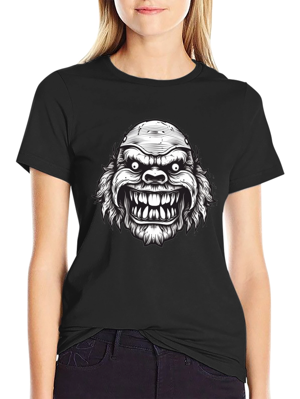 Monster Graphic Print Black T-Shirt