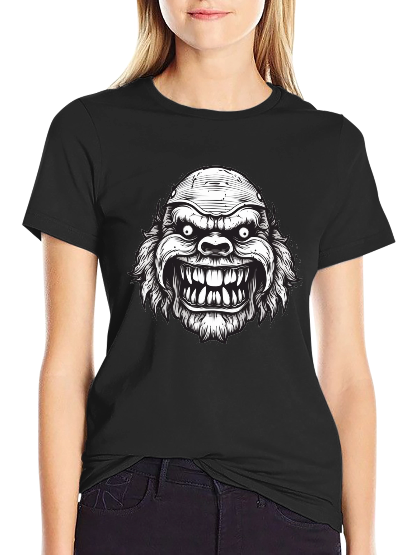 Monster Graphic Print Black T-Shirt