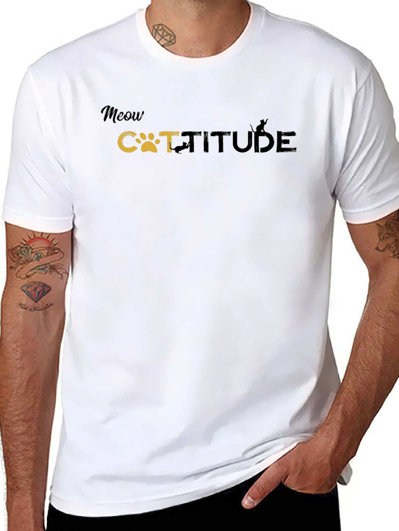 Meow Catitude Graphic Tee - Black