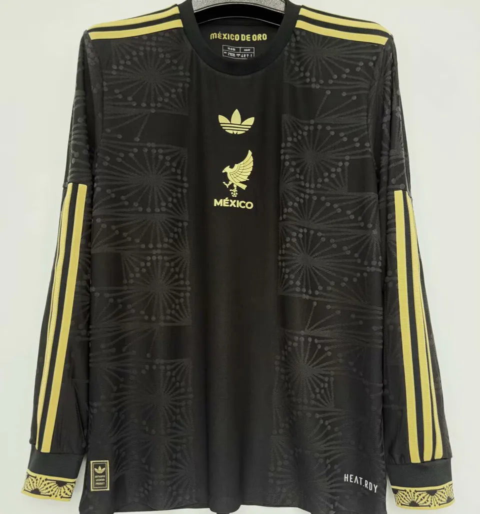2025 Mexico Black Special Edition México de Oro Player Version Long Sleeve Jersey Back
