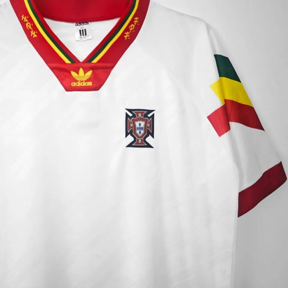 1992/94 Portugal Away White Retro Soccer Jersey Detail 3