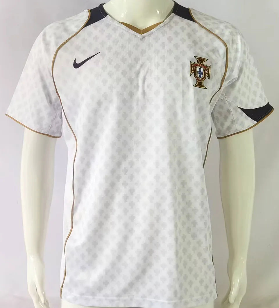 2014 Portugal Away White Retro Soccer Jersey Front