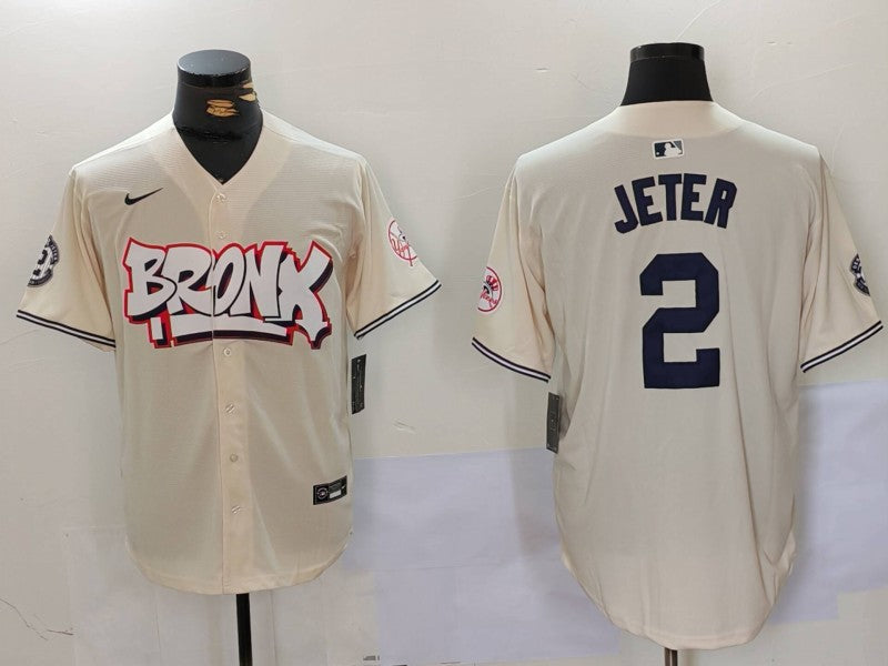 Men's New York Yankees Derek Jeter #2 Cream Limited Player Jerseys