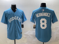 Men's Los Angeles Dodgers Enrique Hernandez #8 Light Blue Limited Player Jerseys