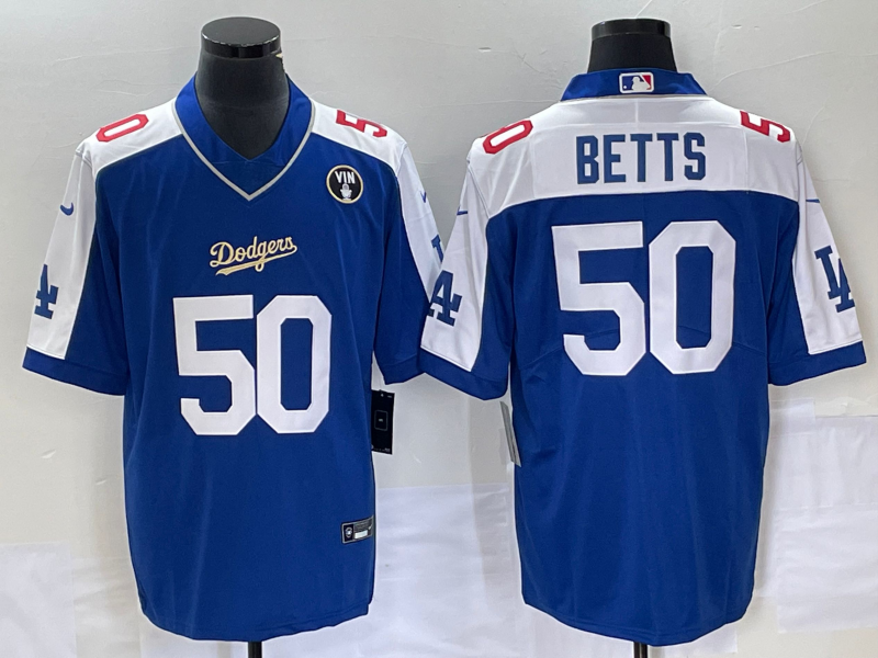 Men's Los Angeles Dodgers Mookie Betts #50 Blue Alternate Player Jerseys