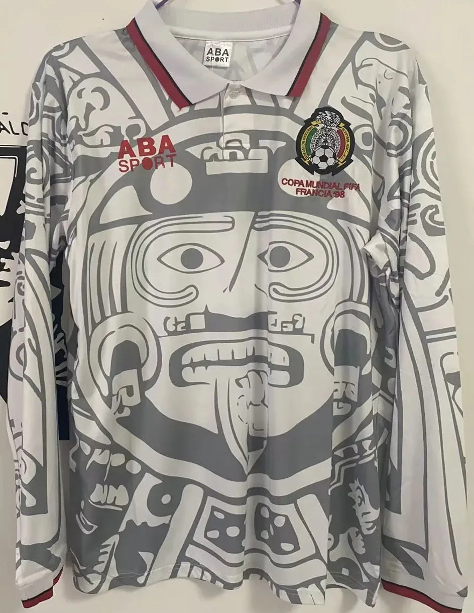 1998 Mexico Away Retro Long Sleeve Soccer Jersey Front