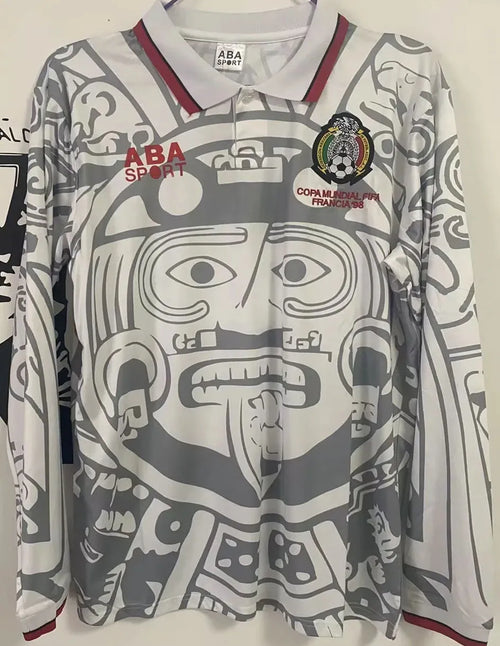 1998 Mexico Away Retro Long Sleeve Soccer Jersey Front