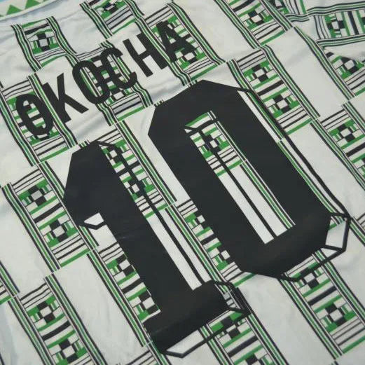 1994 Nigeria White Retro Soccer Jersey Detail 3