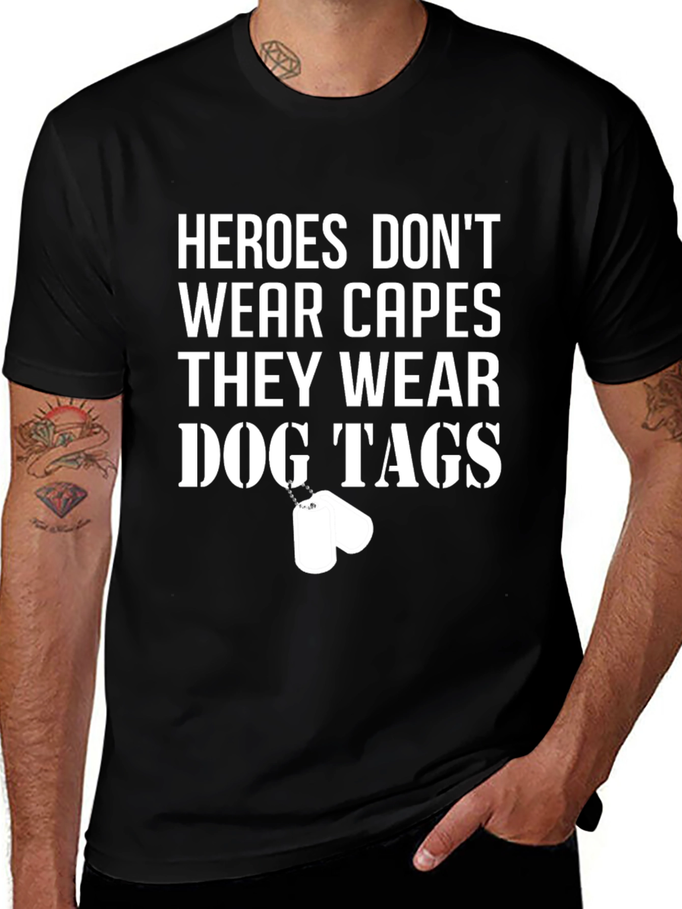 Heroes Dog Tags Graphic T-Shirt