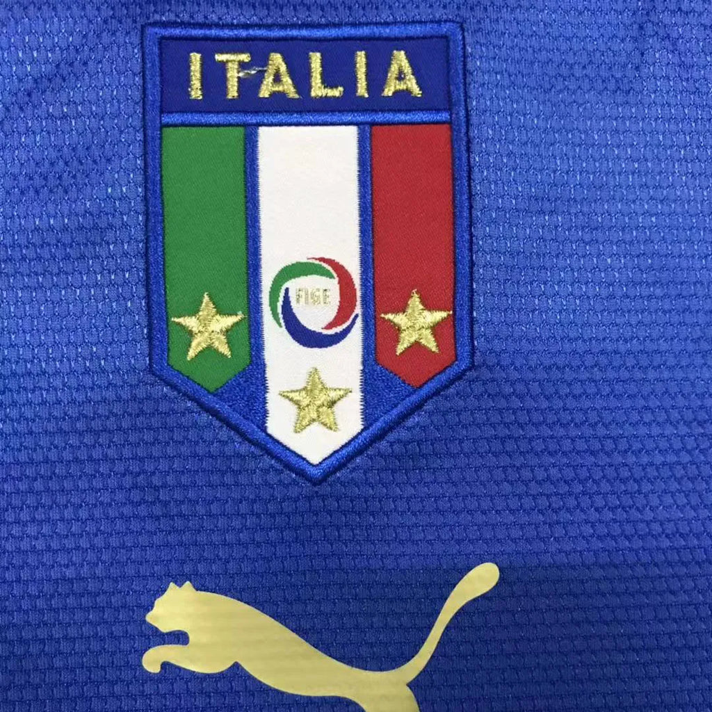 2006 Italy Home Blue Retro Soccer Jersey Detail 4