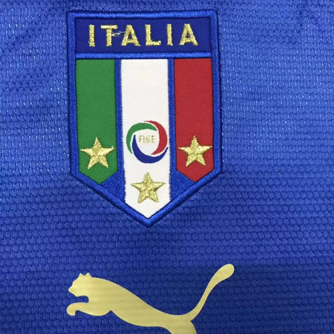 2006 Italy Home Blue Retro Soccer Jersey Detail 4