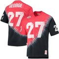 Men's Ohio State Buckeyes Mitchell & Ness Eddie George #27 Black/Scarlet Tie-Dye V-Neck T-Shirt