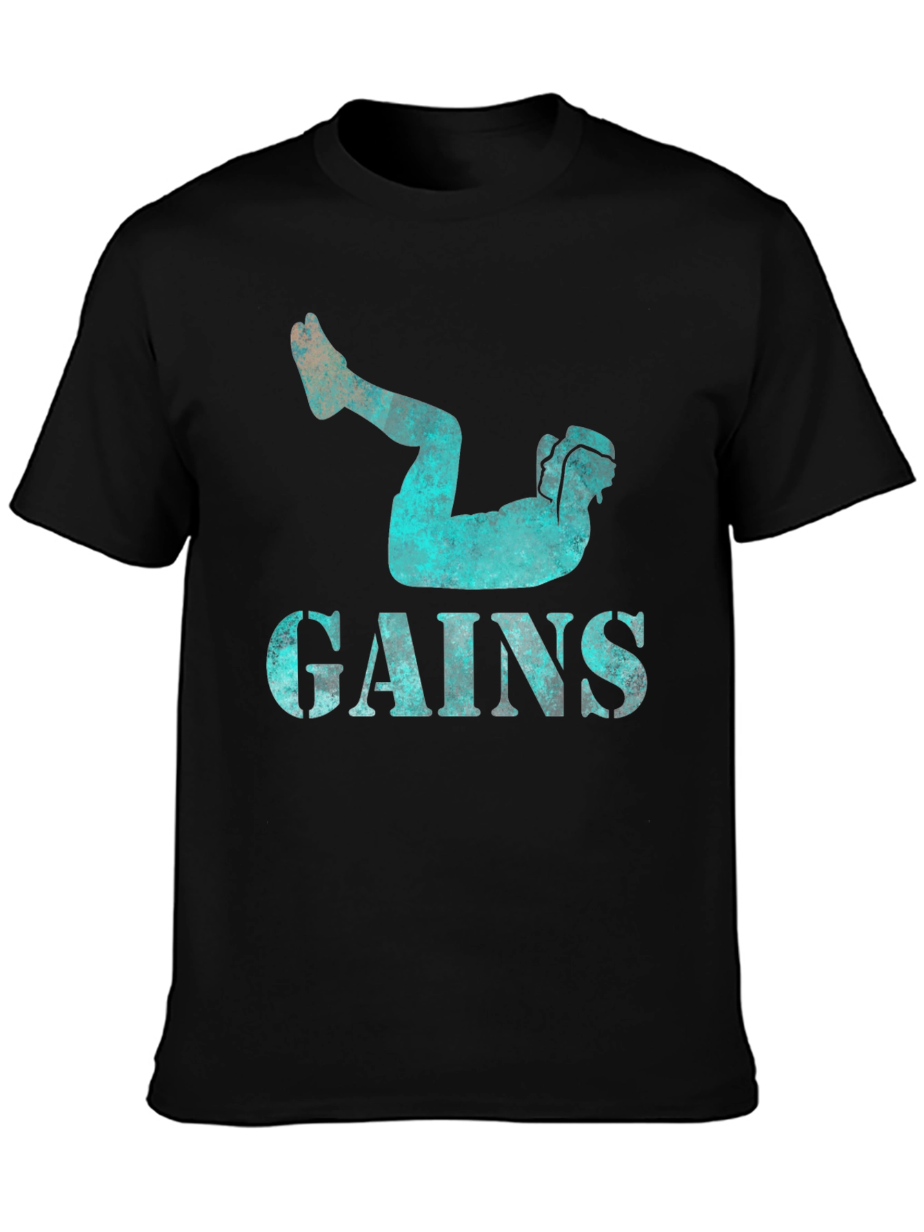 Gains Workout Black Graphic Tee for Men