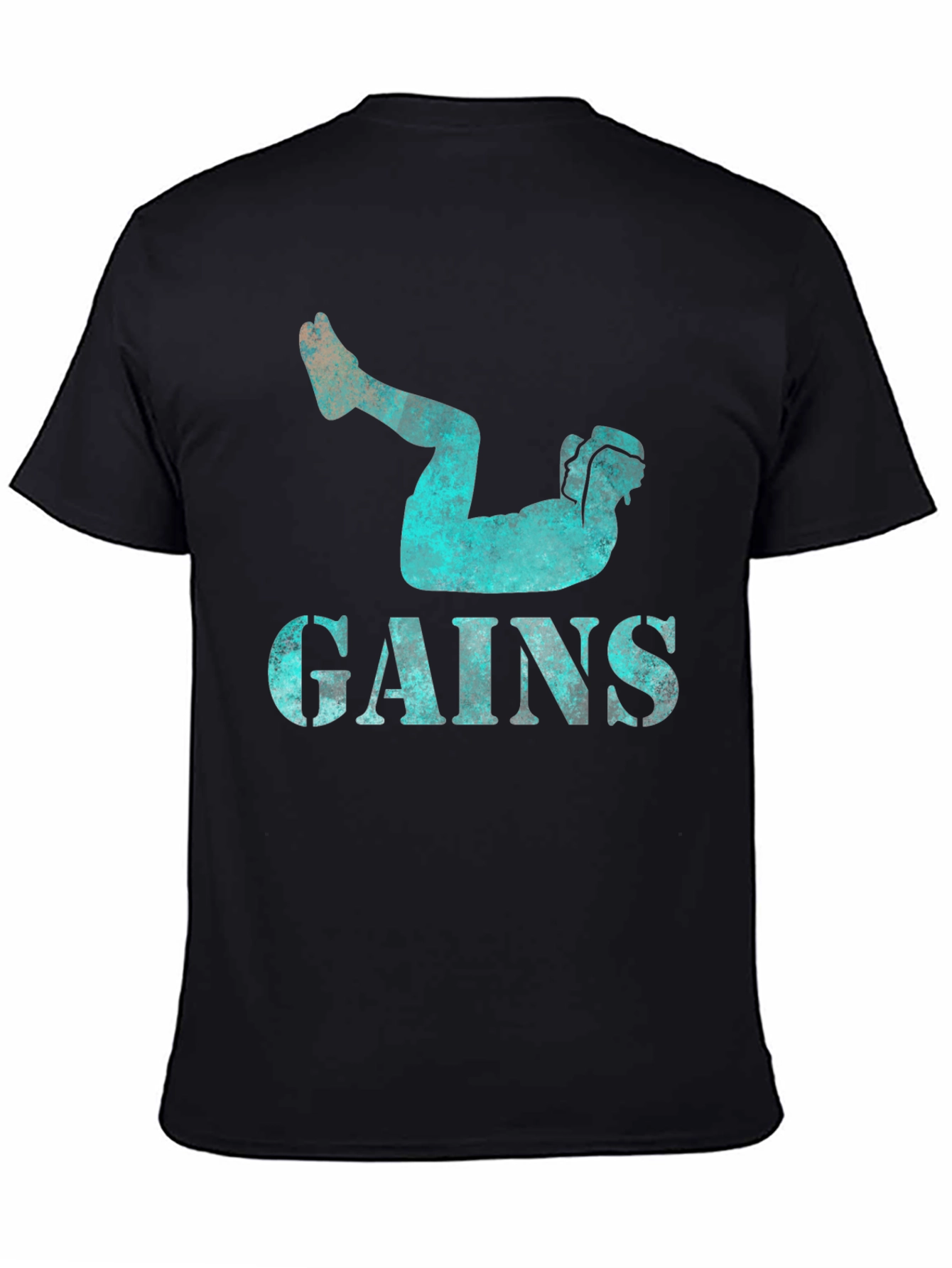 Gains Workout Black Graphic Tee for Men