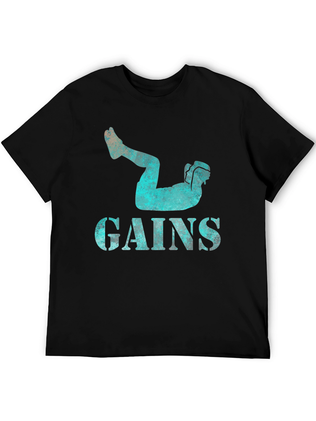 Gains Workout Black Graphic Tee for Men
