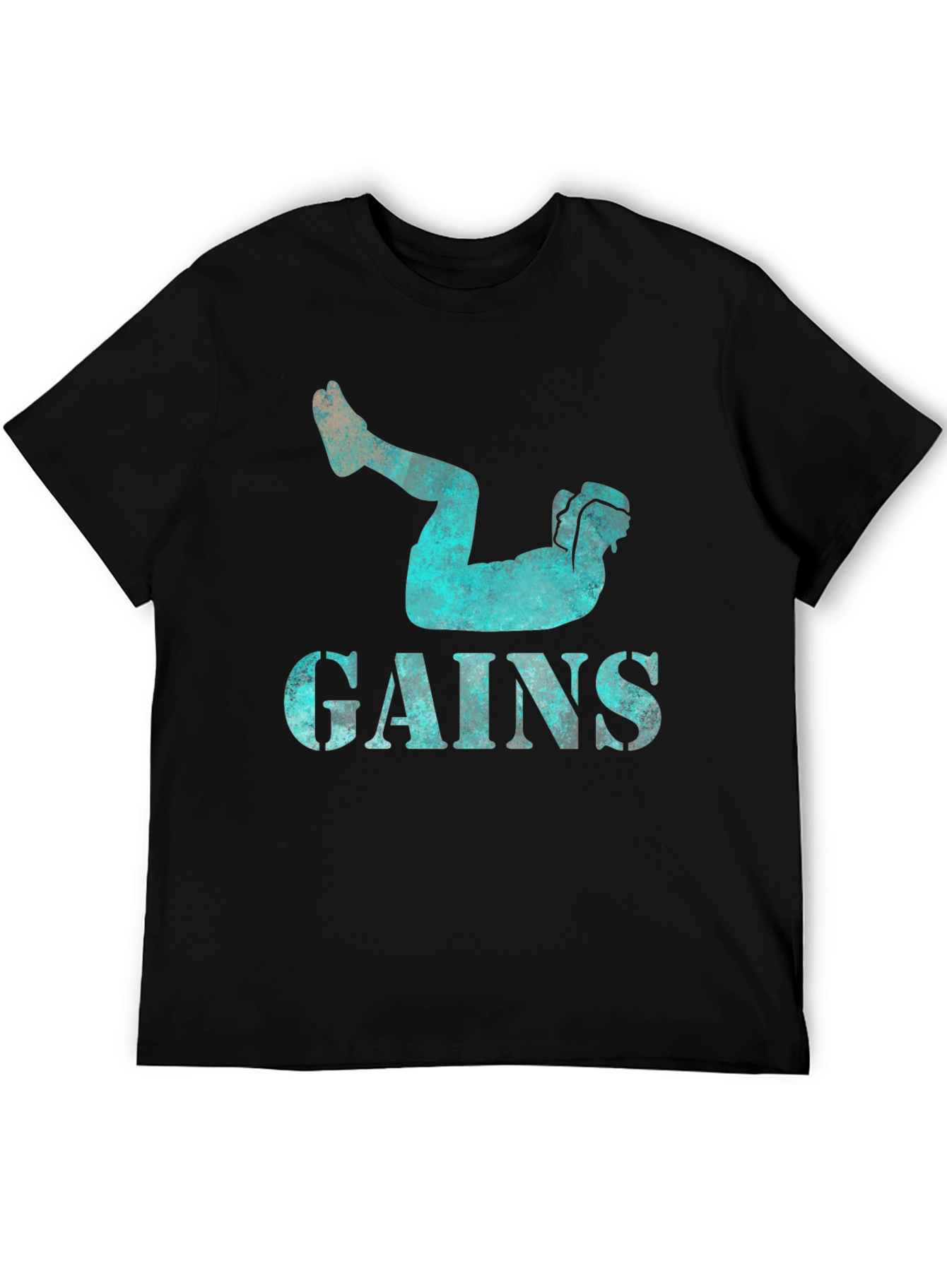 Gains Workout Black Graphic Tee for Men