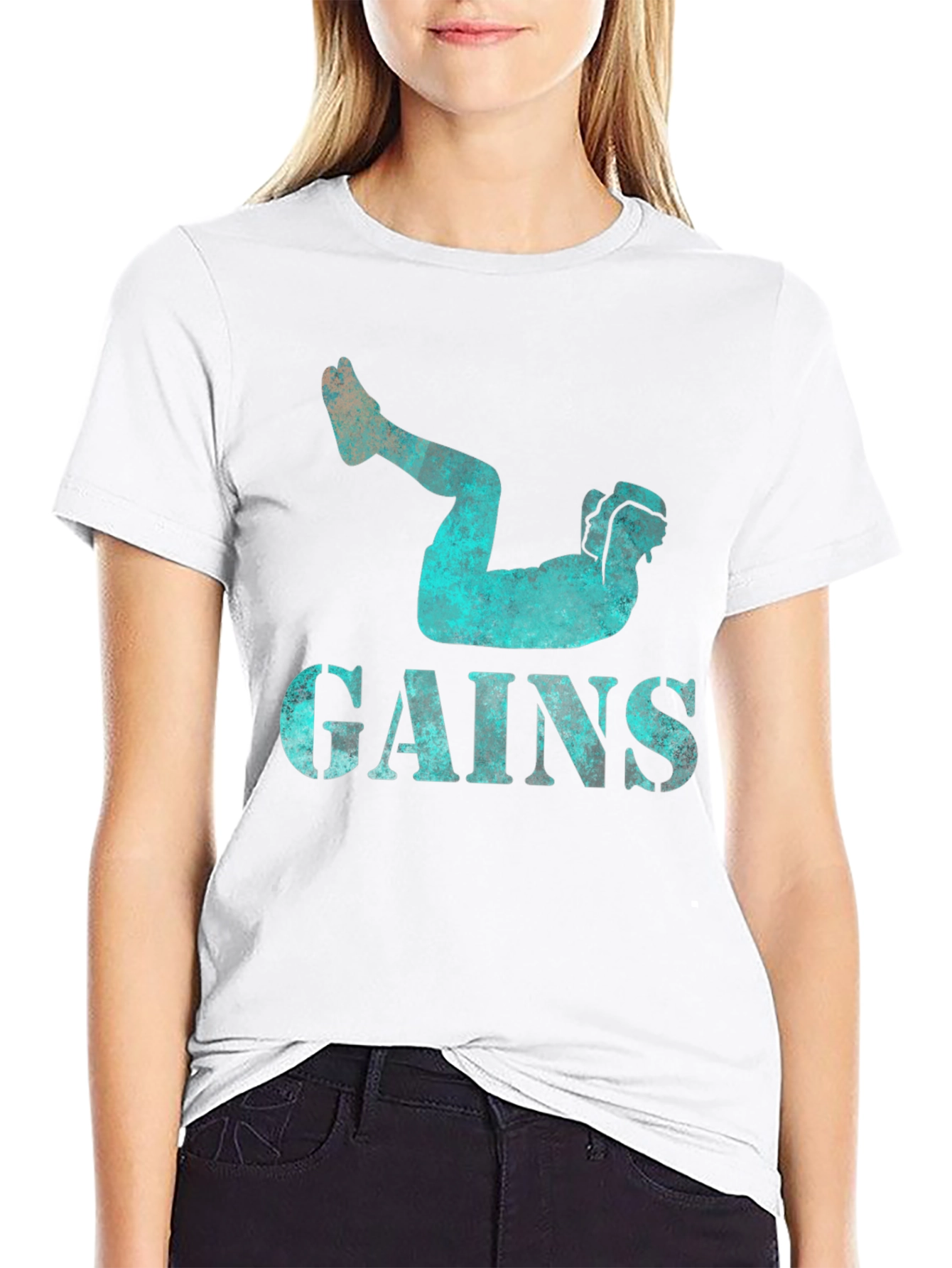 Gains Workout Black Graphic Tee for Men