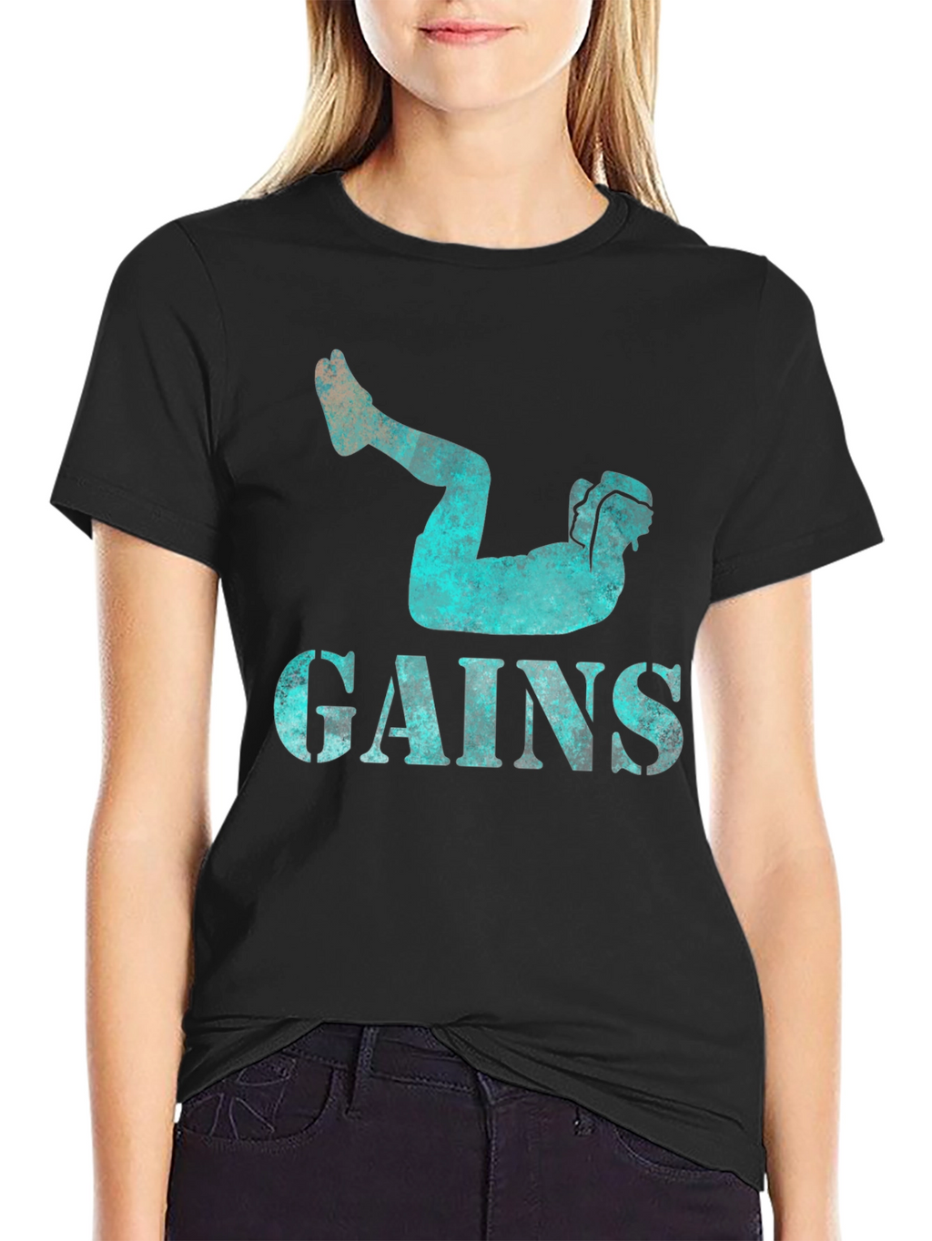 Gains Workout Black Graphic Tee for Men