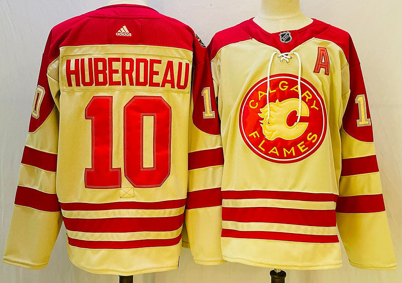 Men's Calgary Flames Jonathan Huberdeau #10 Yellow Player Game Jerseys