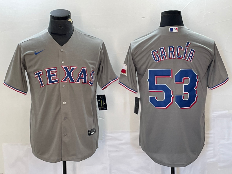Men's Texas Rangers Adolis Garcia #53 Gray Replica Player Jerseys