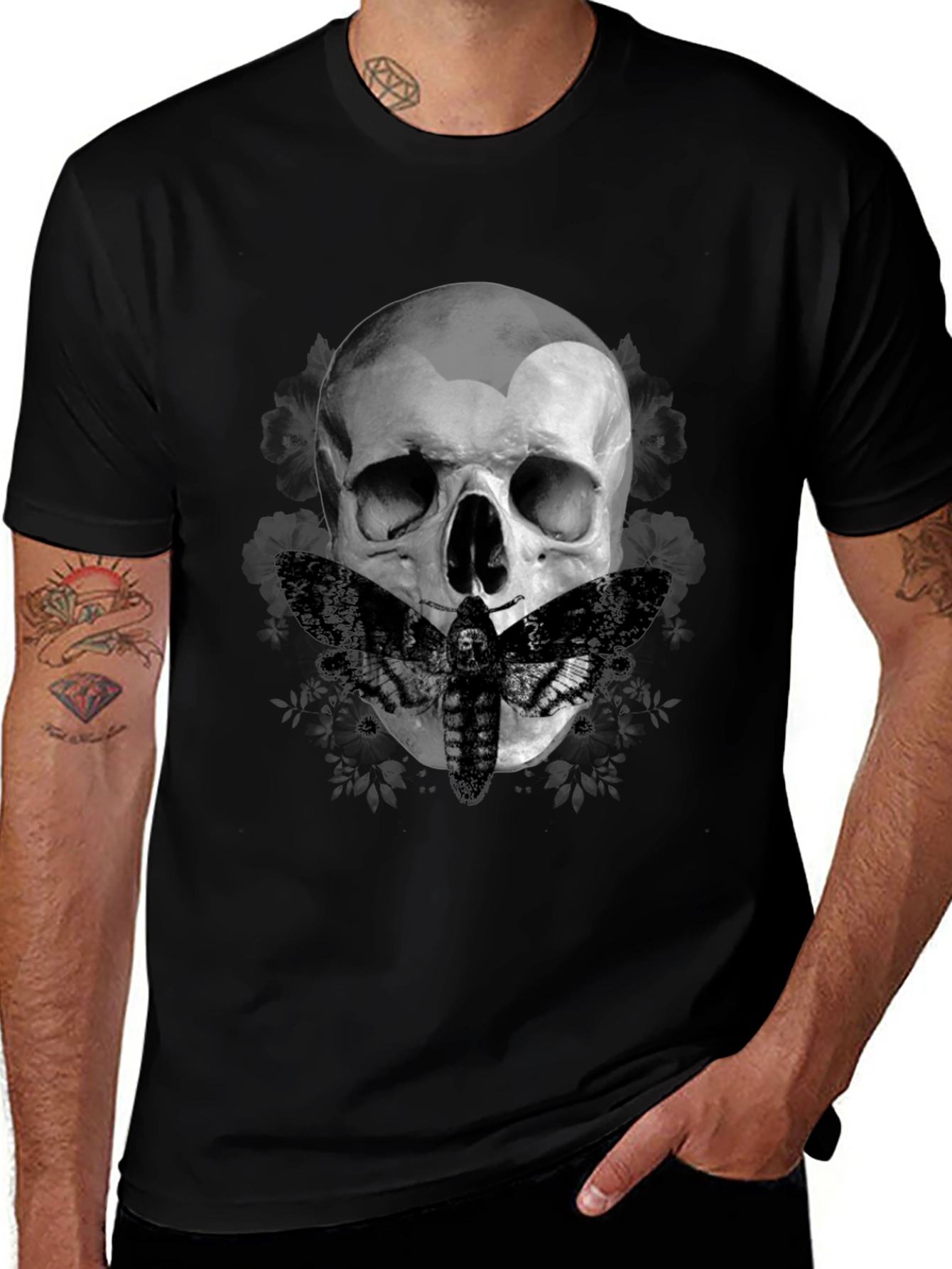Skull & Moth Graphic Tee - Dark Aesthetic