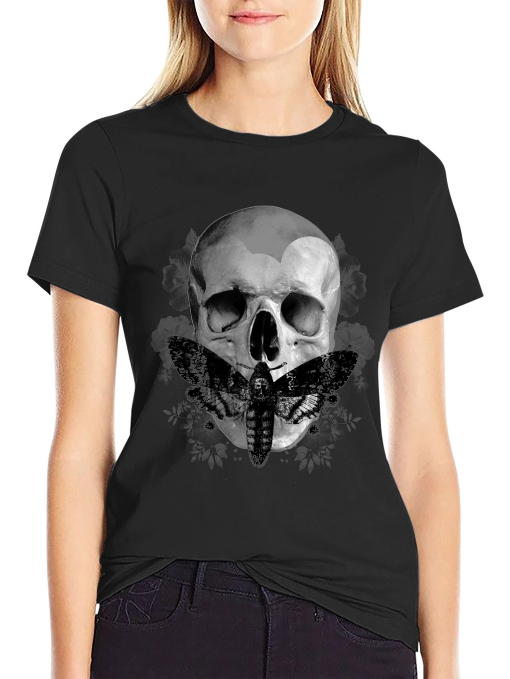 Skull & Moth Graphic Tee - Dark Aesthetic