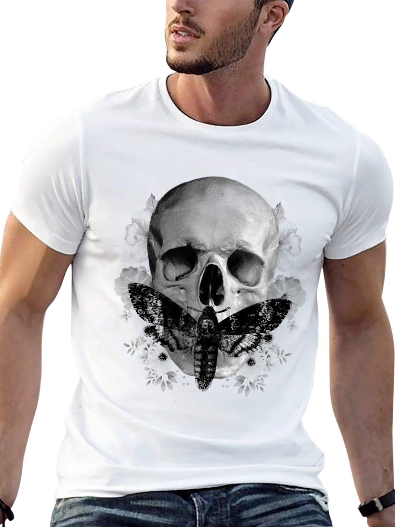 Skull & Moth Graphic Tee - Dark Aesthetic