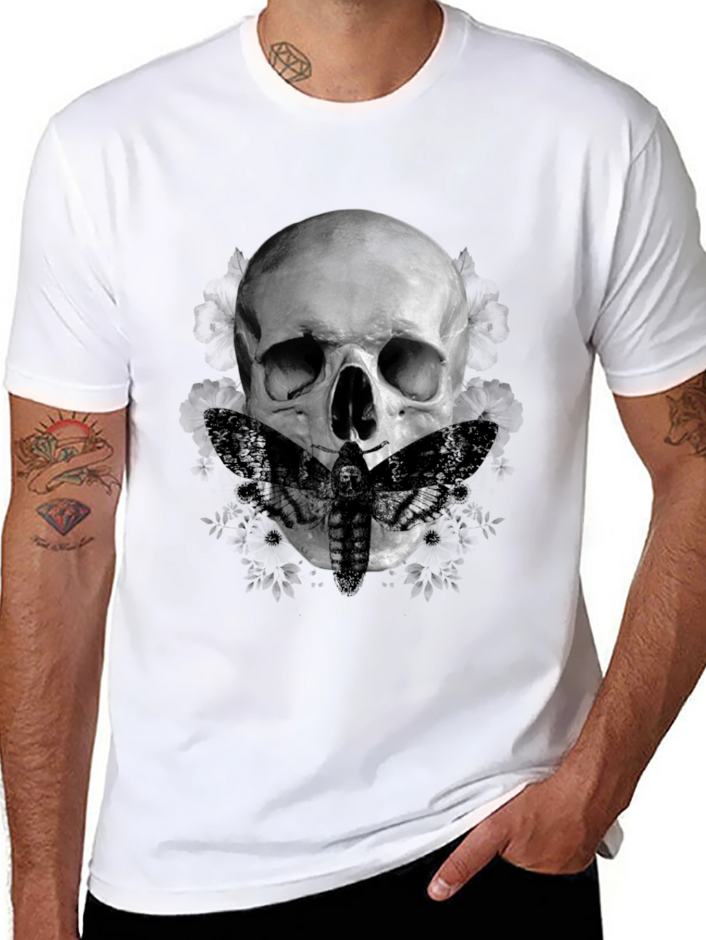 Skull & Moth Graphic Tee - Dark Aesthetic