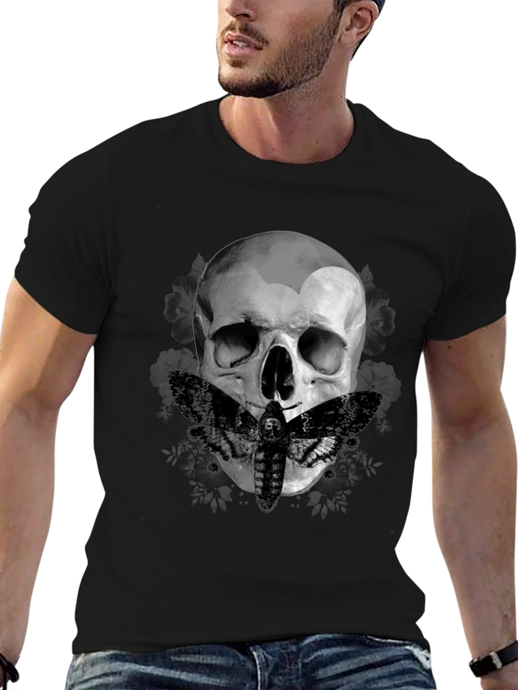 Skull & Moth Graphic Tee - Dark Aesthetic