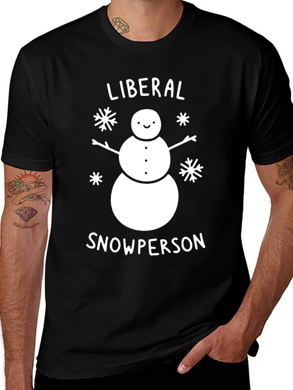 Liberal Snowperson Black Cotton Graphic Tee