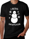 Liberal Snowperson Black Cotton Graphic Tee