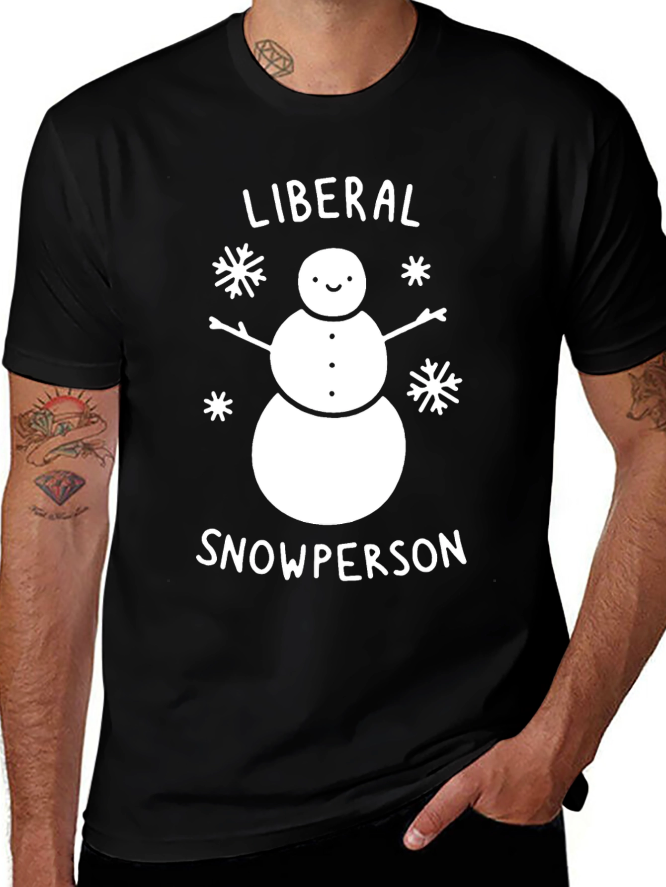 Liberal Snowperson Black Cotton Graphic Tee