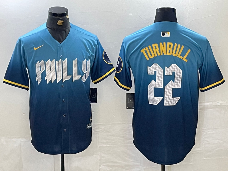 Men's Philadelphia Phillies Spencer Turnbull #22 Blue 2024 City Connect Limited Player Jerseys