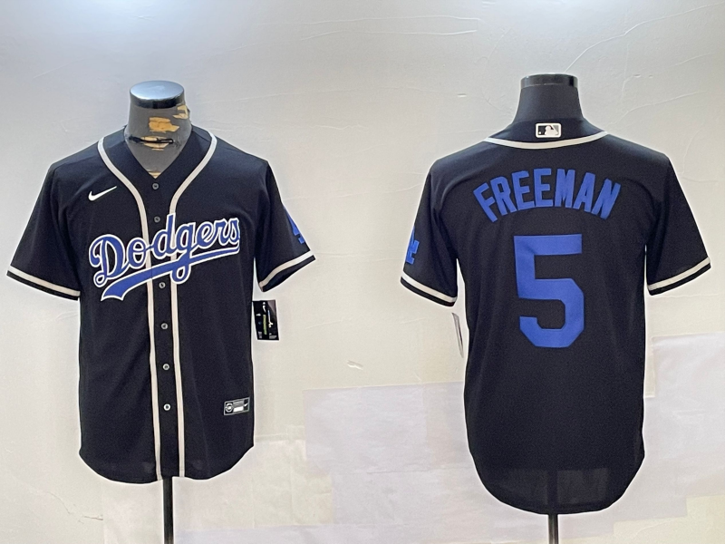 Men's Los Angeles Dodgers Freddie Freeman #5 Black Alternate Replica Player Jerseys