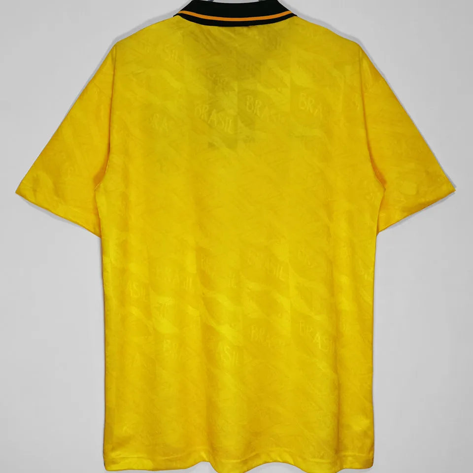 1991/93 Brazil Home Yellow Retro Soccer Jersey Back