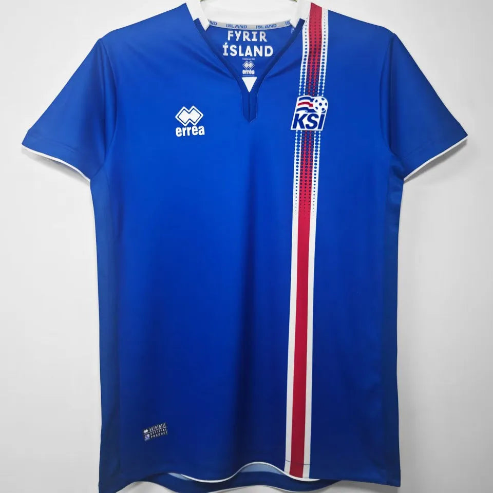 2016/17 Iceland Home Blue Retro Retro Jersey Front