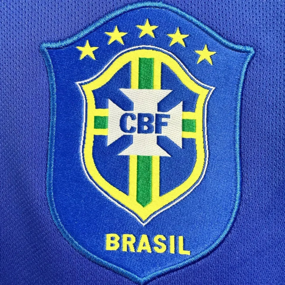 2006 Brazil Away Blue Retro Soccer Jersey Detail 2