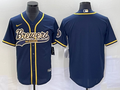 Men's Milwaukee Brewers Navy Replica Blank Jerseys Joint Edition
