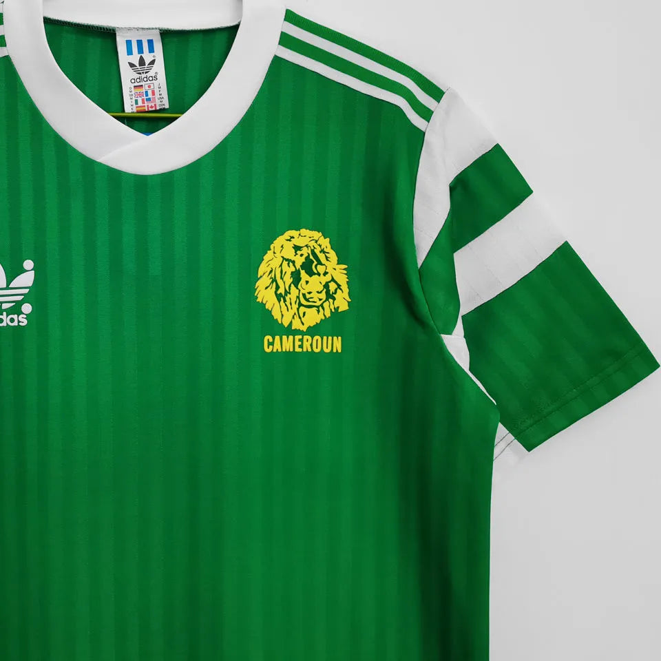 1990 Cameroun Home Green Retro Soccer Jersey Detail 2