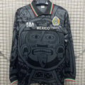 1998 Mexico Black Retro Long Sleeve Soccer Jersey Front