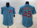 Men's Philadelphia Phillies Zack Wheeler #45 Light Blue Limited Player Jerseys
