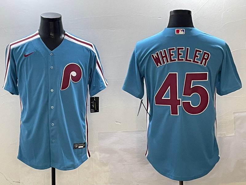 Men's Philadelphia Phillies Zack Wheeler #45 Light Blue Limited Player Jerseys